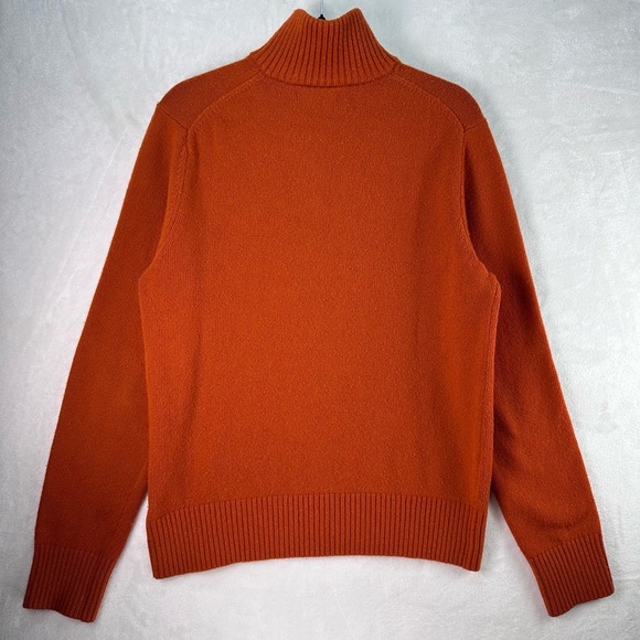 BANANA REPUBLIC Orange Italian Merino Wool Stripe Mock Neck 1/2 Zip Sweater Sz M - Picture 12 of 12